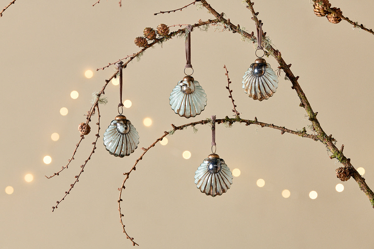 Nkuku Sohni Shell Baubles Gold & Cream (Set Of 4)