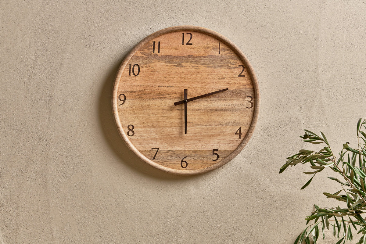 Nkuku Som Mango Wood Clock Natural