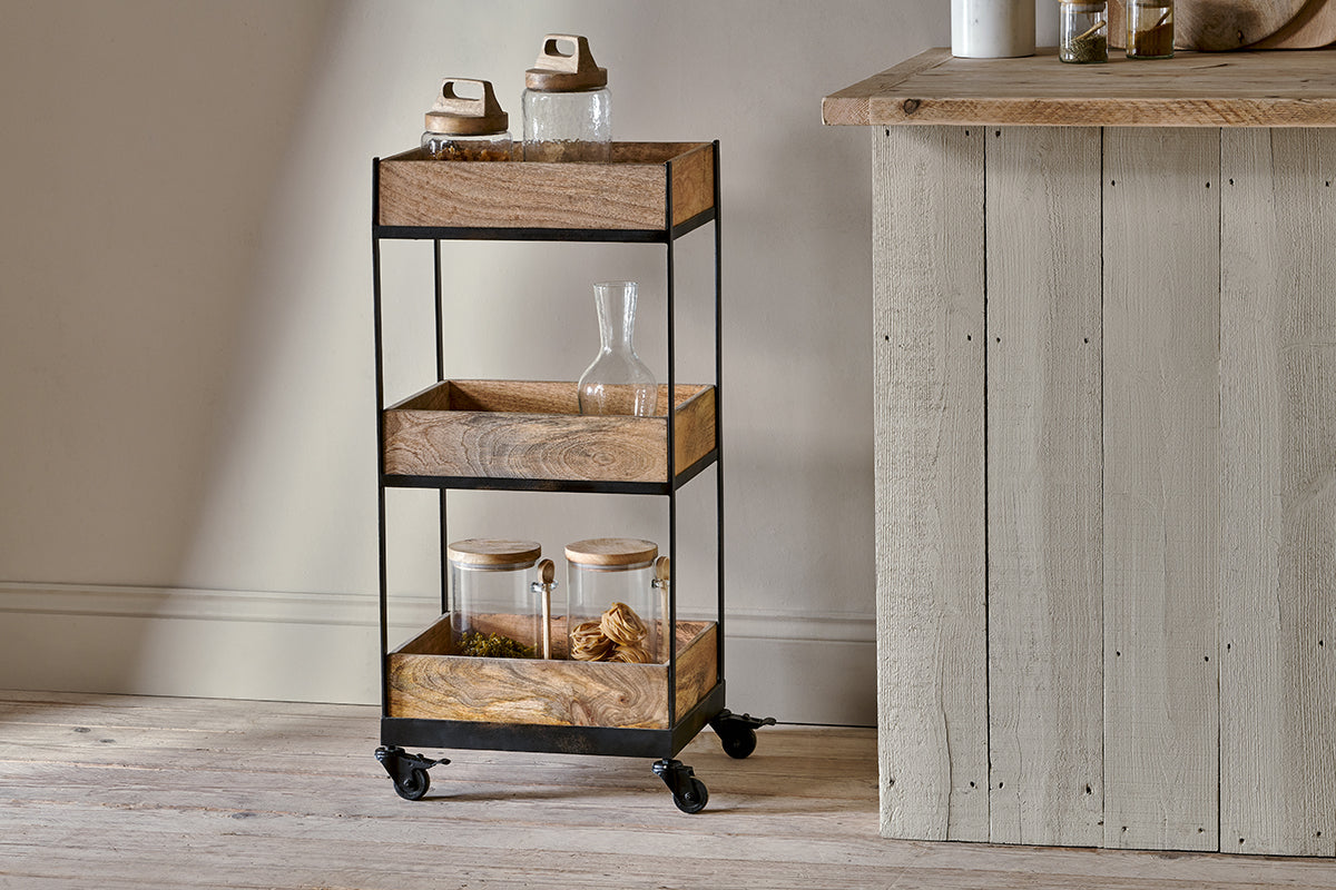 Nkuku Soma Mango Wood Storage Trolley