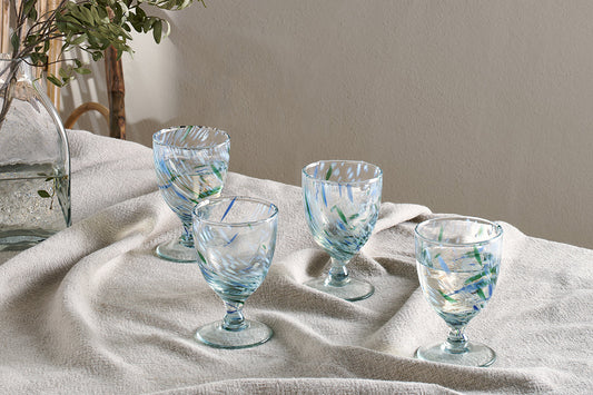 Nkuku Taja Wine Glass Sea Blue (Set Of 4)
