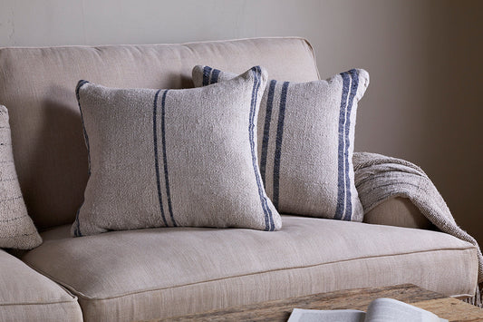 Nkuku Tendali Linen Stripe Cushion Cover Navy