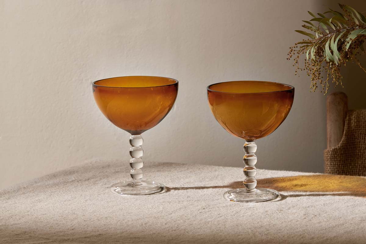 Nkuku Thimma Champagne Coupe Amber (Set Of 2)