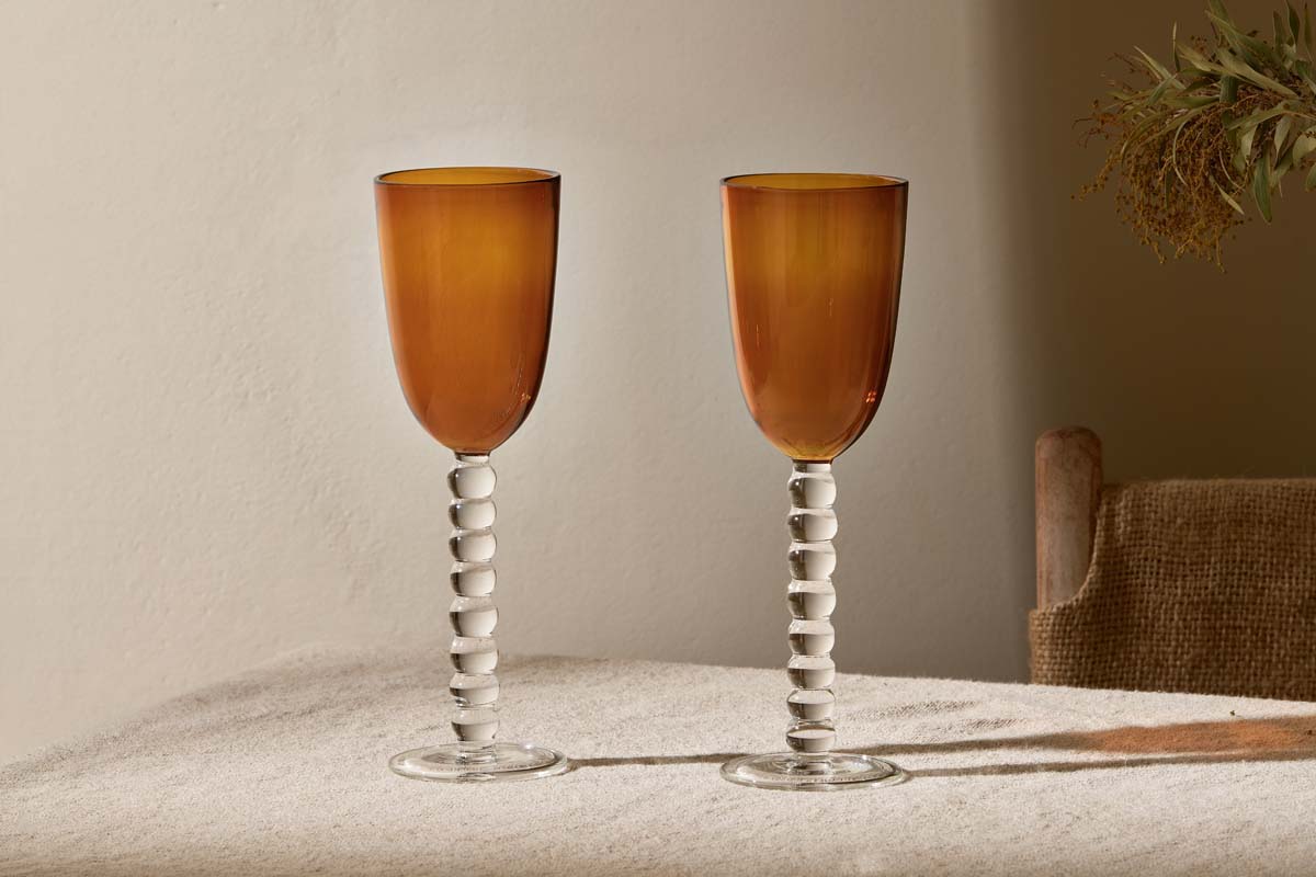 Nkuku Thimma Wine Glass Amber (Set Of 2)