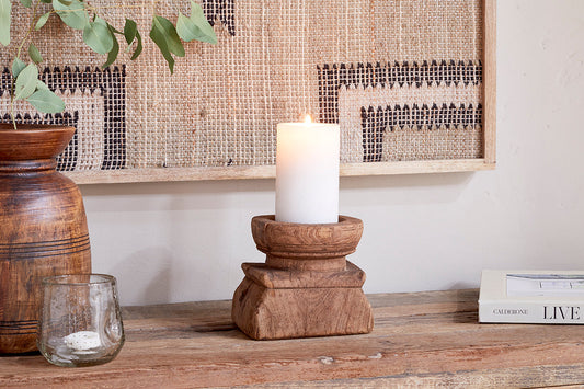 Nkuku Thoko Reclaimed Square Candlestick Dark Stain