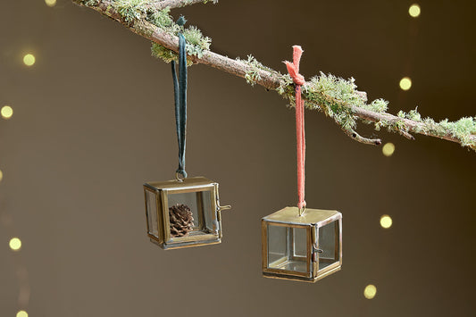 Nkuku Tiny Kiko Box Decorations (Set Of 2) Antique Brass