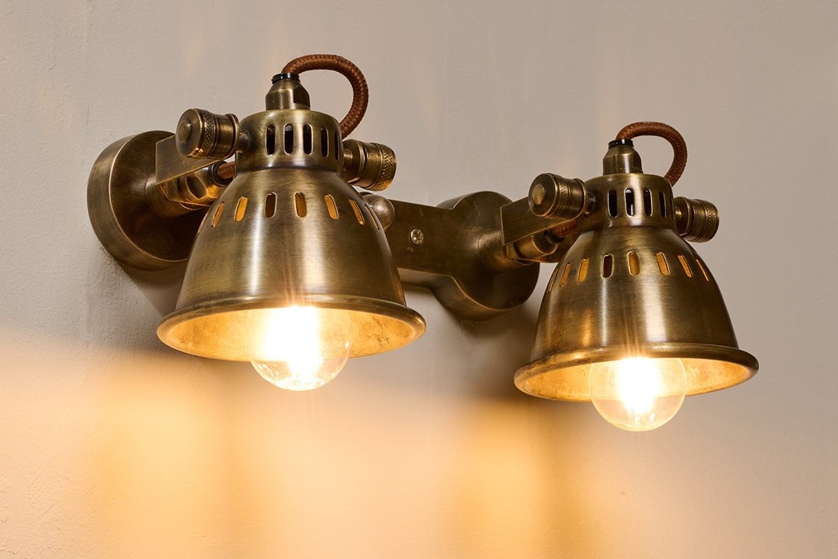 Nkuku Tubu Brass Double Spot Light Antique Brass