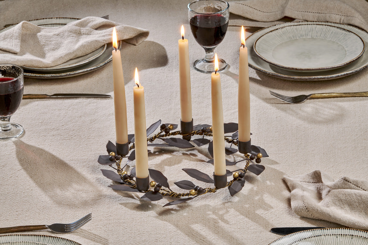 Nkuku Tula Garland Candle Holder Brass & Rust