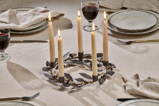 Nkuku Tula Garland Candle Holder Brass & Rust