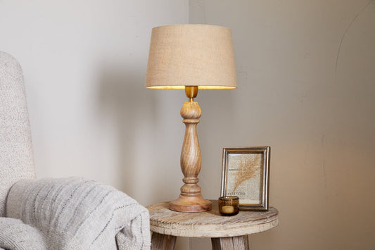 Nkuku Usha Classic Wooden Table Lamp Natural
