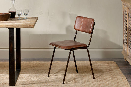 Nkuku Ukari Leather Dining Chair Chocolate Brown