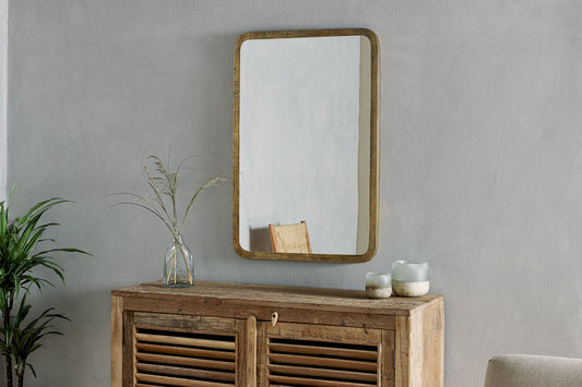 Nkuku Ungura Rounded Mirror Antique Brass Large