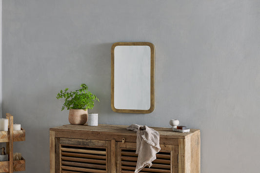 Nkuku Ungura Rounded Mirror Antique Brass Small