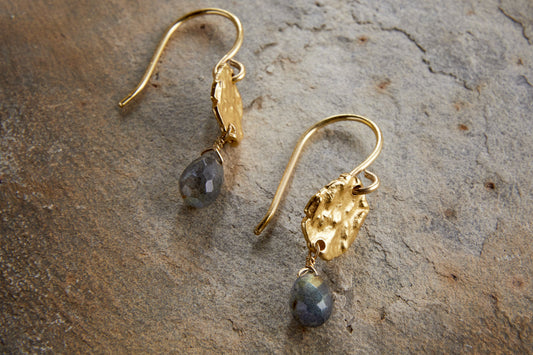 Nkuku Veera Labradorite Earrings Gold