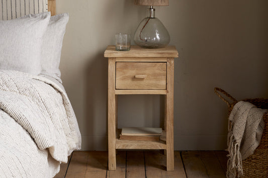 Nkuku Vivan Grooved Bedside Table Natural
