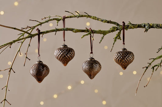 Nkuku Varu Baubles Black & Gold (Set Of 4)