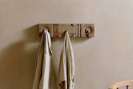 Nkuku Veduru Mango Wood Carved Hook Natural (Row Of 3)