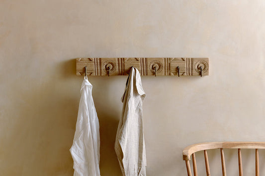 Nkuku Veduru Mango Wood Carved Hook Natural (Row Of 6)