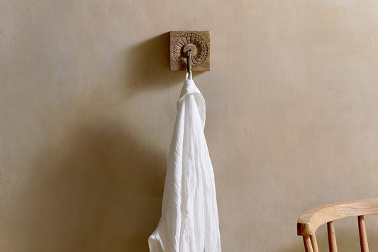 Nkuku Veduru Mango Wood Carved Square Hook Natural