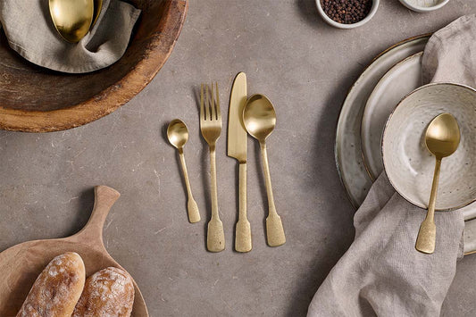 Nkuku Veeta Cutlery Set Brushed Gold (Set Of 16)