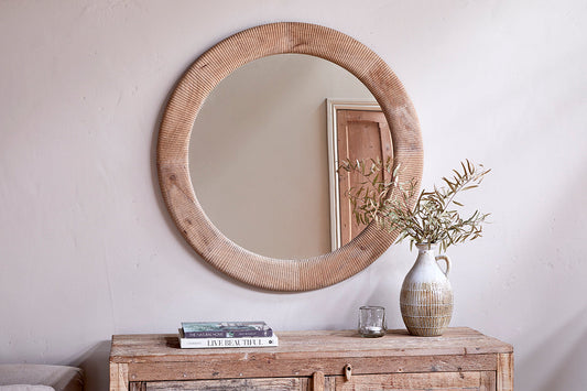 Nkuku Vivan Grooved Wood Mirror Natural