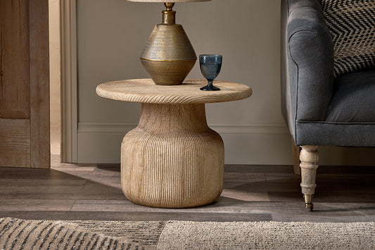 Nkuku Vivan Grooved Wood Side Table