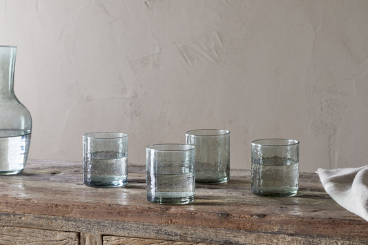 Nkuku Yala Hammered Tumbler Sage Green (Set Of 4)