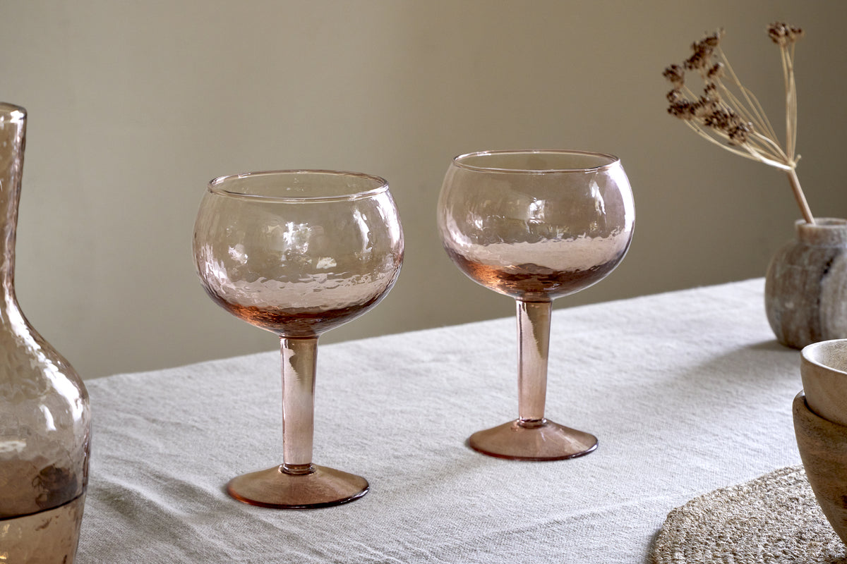 Nkuku Yala Hammered Gin Glass Dusty Terracotta (Set Of 2)