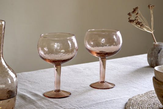 Nkuku Yala Hammered Gin Glass Dusty Terracotta (Set Of 2)