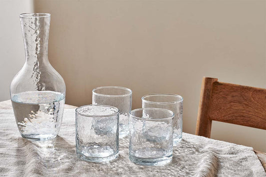 Nkuku Yala Hammered Tumbler Clear Glass (Set Of 4)