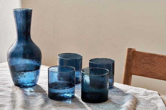 Nkuku Yala Hammered Tumbler Indigo (Set Of 4)