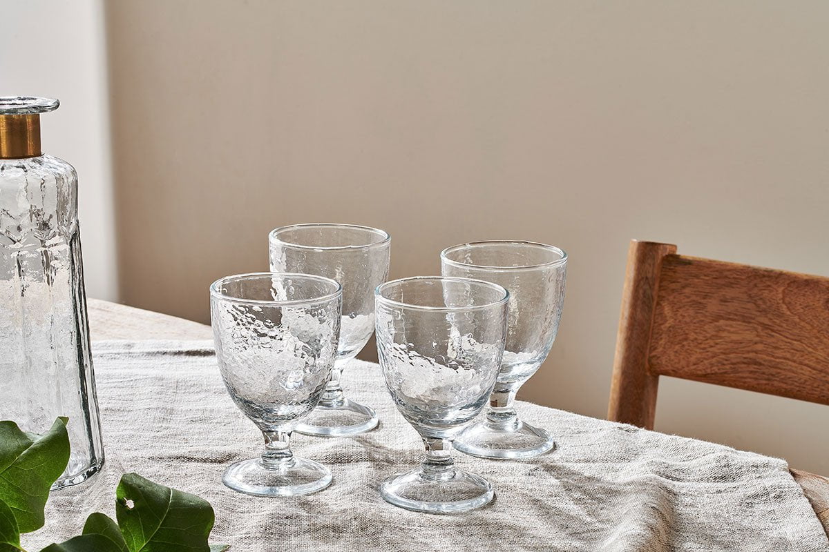 Nkuku Yala Hammered Wine Glass Clear Glass (Set Of 4)