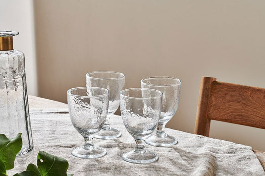 Nkuku Yala Hammered Wine Glass Clear Glass (Set Of 4)