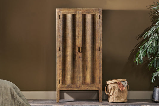 Nkuku Yasha Reeded Mango Wood Cabinet