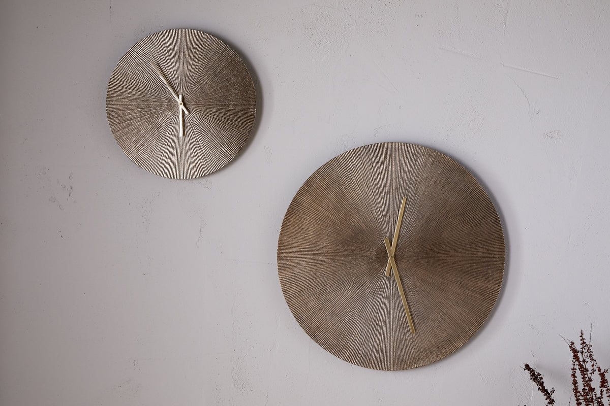 Nkuku Zuwena Etched Wall Clock Antique Brass
