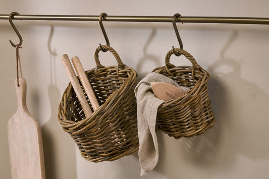 Nkuku Zawar Rattan Hanging Baskets Natural (Set Of 2)