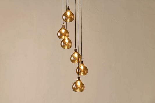 Nkuku Ziva Statement Recycled Glass Cluster Pendant Light Smoke Brown