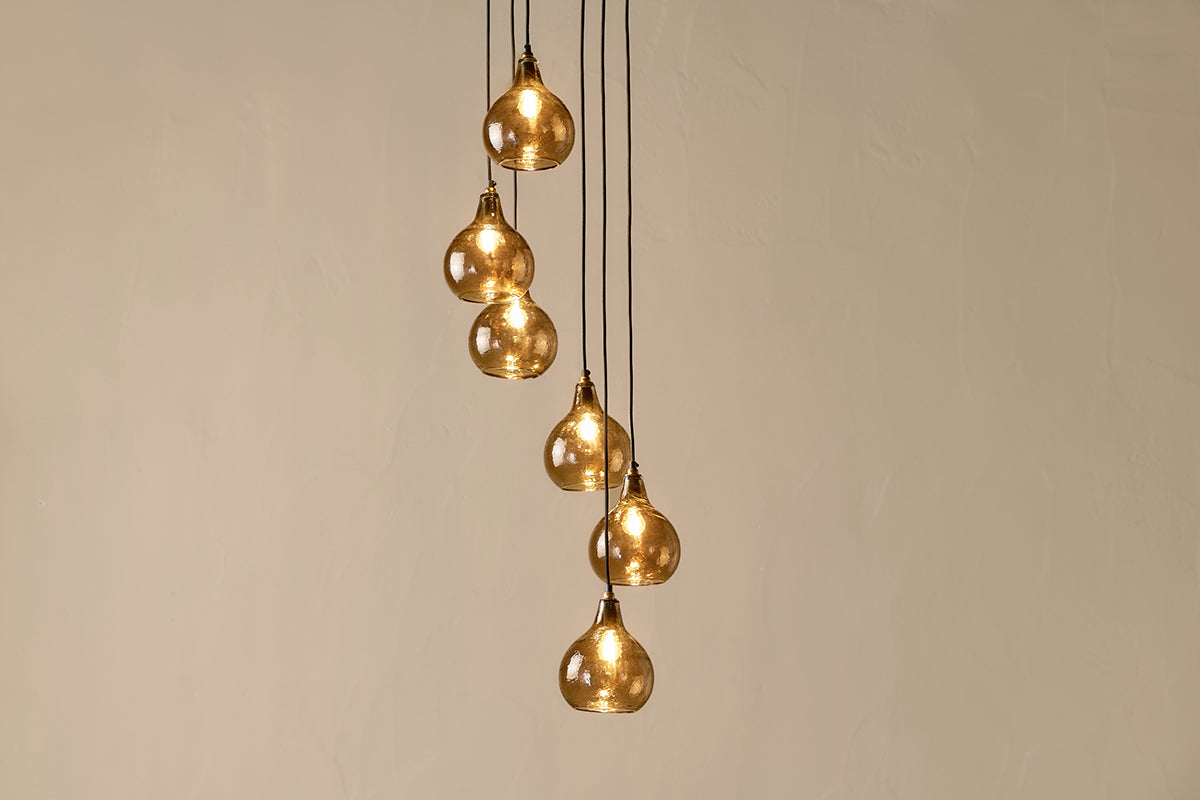 Nkuku Ziva Statement Recycled Glass Cluster Pendant Light Smoke Brown