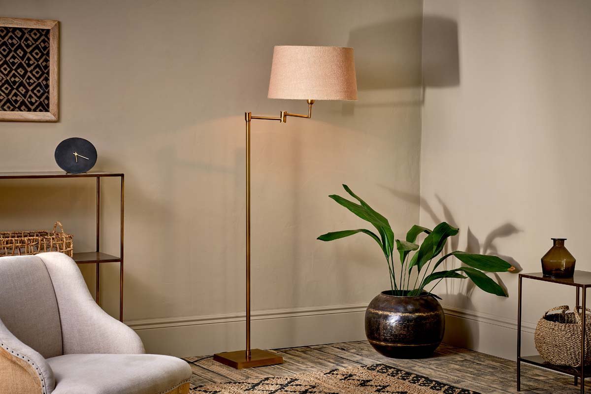 Nkuku Kara Floor Lamp Brass