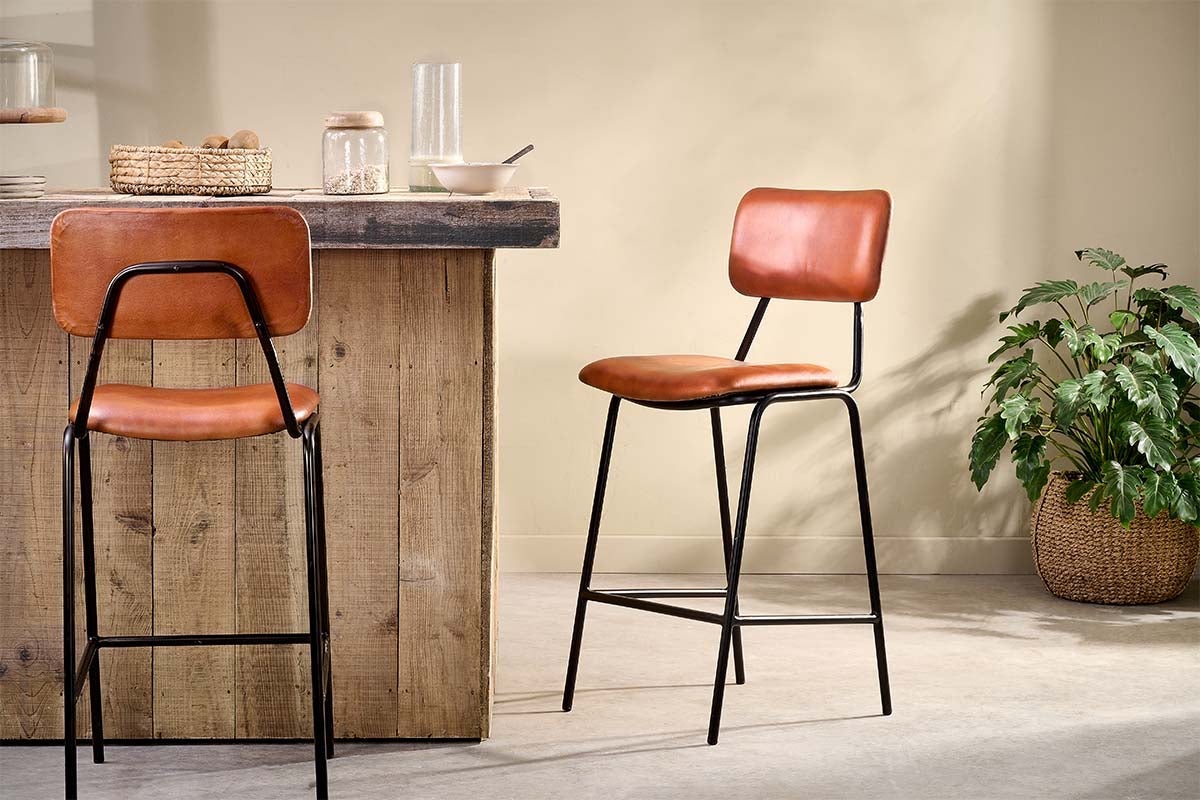 Nkuku Sotta Leather Bar Chair