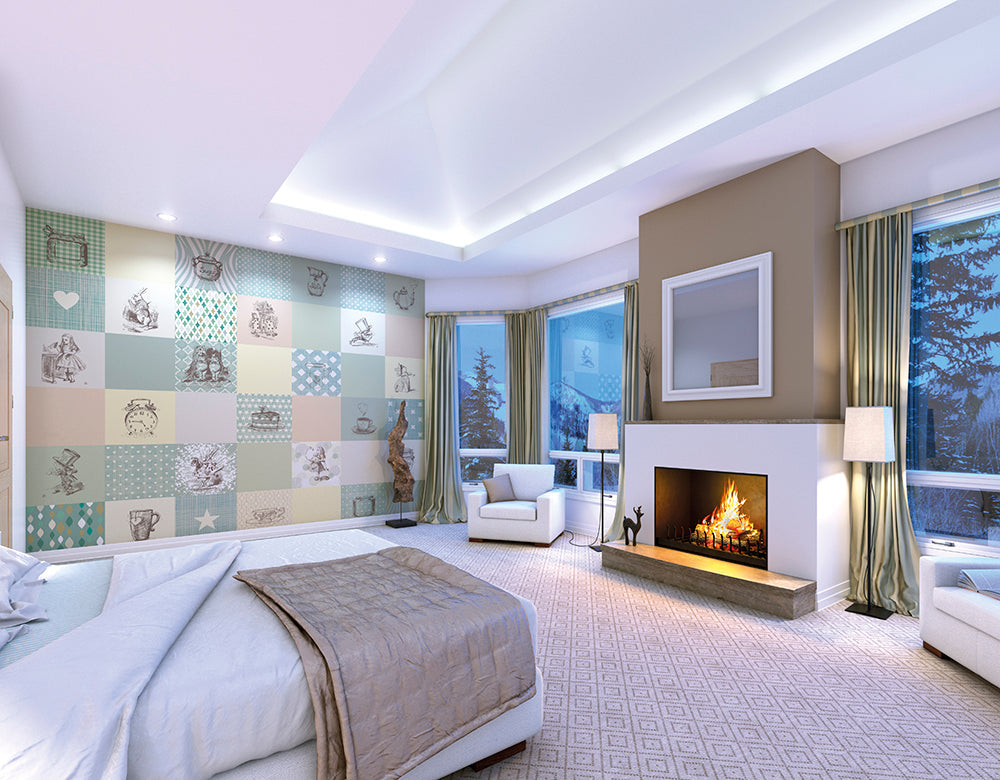 Origin Murals Alice In Wonderland Retro Illustrations Natural 300cm X 240cm