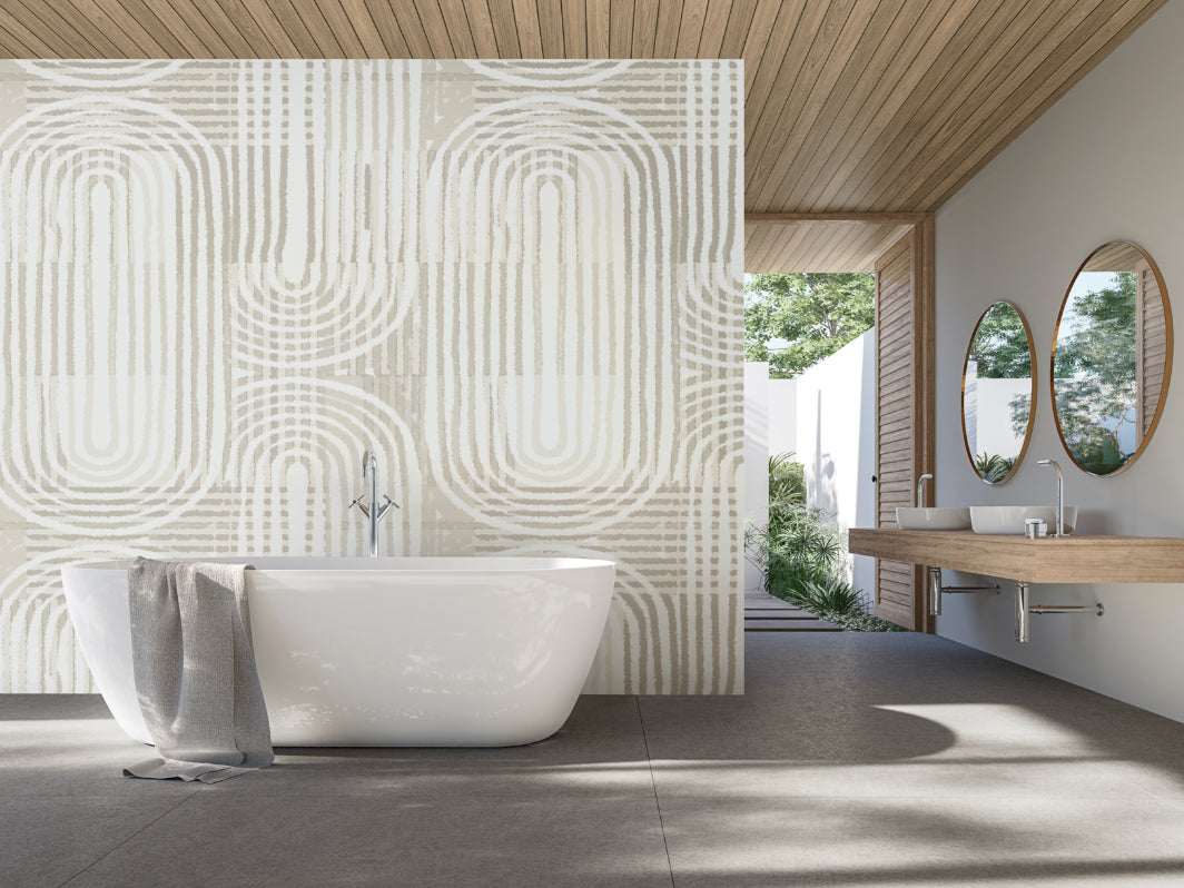 Origin Murals Curved Line Texture Grey 350cm X 280cm