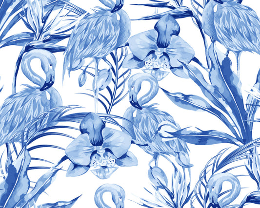 Origin Murals Paradise Flamingo Cobalt 300cm X 240cm