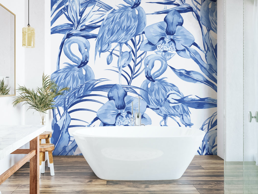Origin Murals Paradise Flamingo Cobalt 300cm X 240cm
