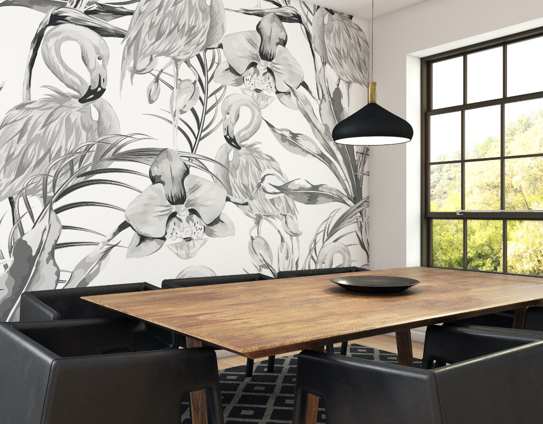 Origin Murals Paradise Flamingo Noir 300cm X 240cm