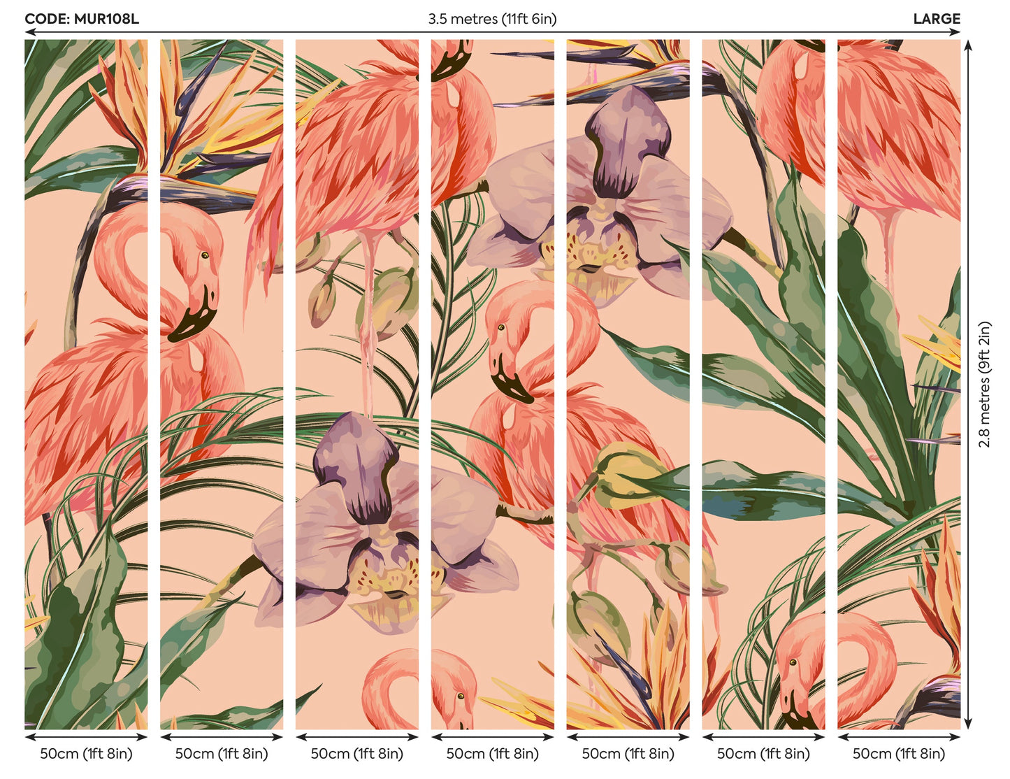 Origin Murals Paradise Flamingo Coral 350cm X 280cm