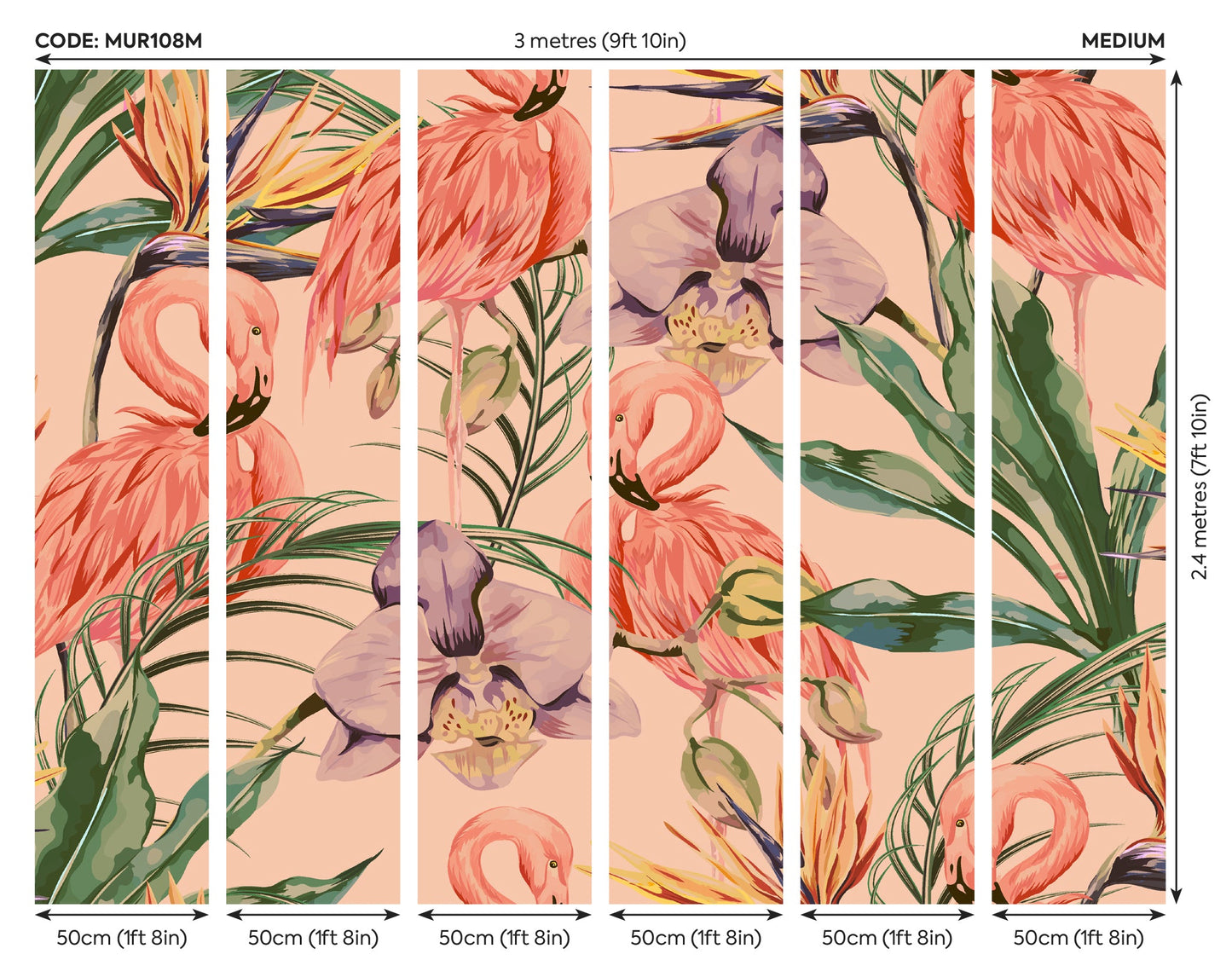 Origin Murals Paradise Flamingo Coral 300cm X 240cm