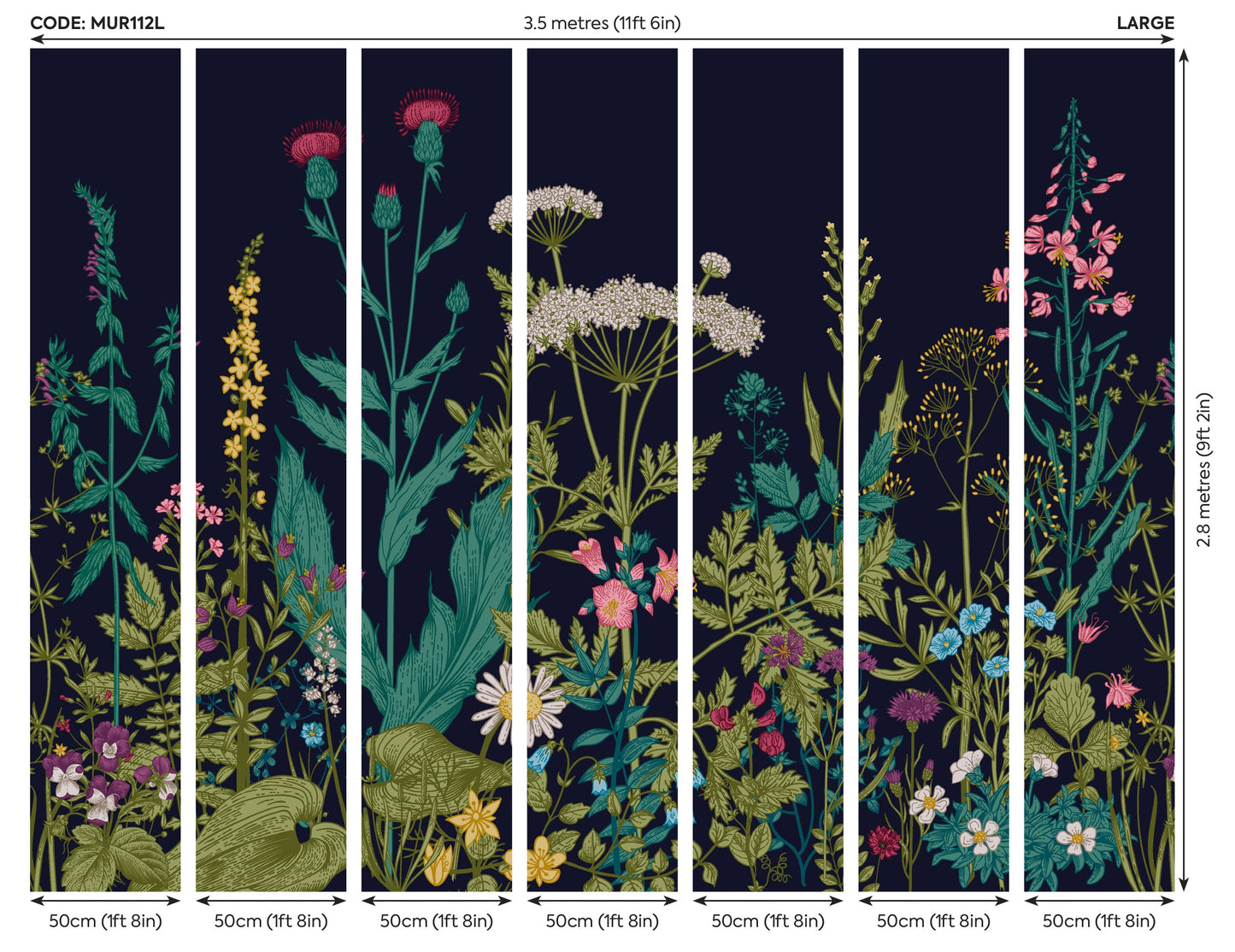 Origin Murals Botanical Fleur Indigo 350cm X 280cm