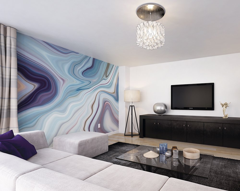 Origin Murals Marbled Ink Soft Teal 300cm X 240cm