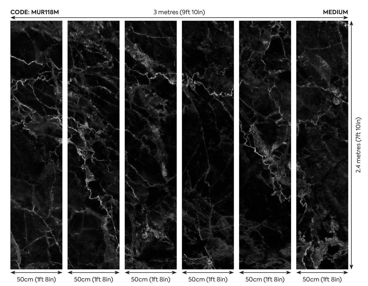 Origin Murals Marble Black 300cm X 240cm