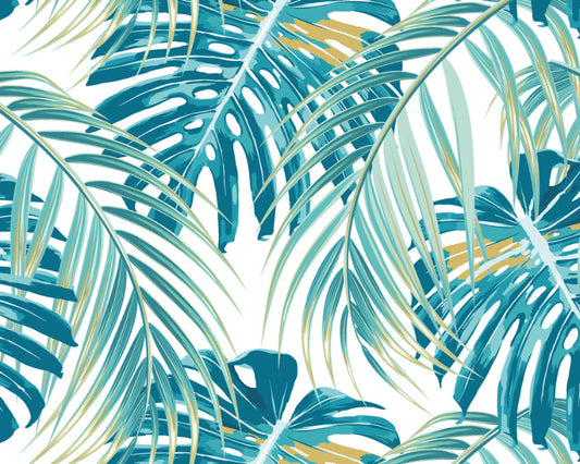 Origin Murals Tropical Leaves Teal 300cm X 240cm